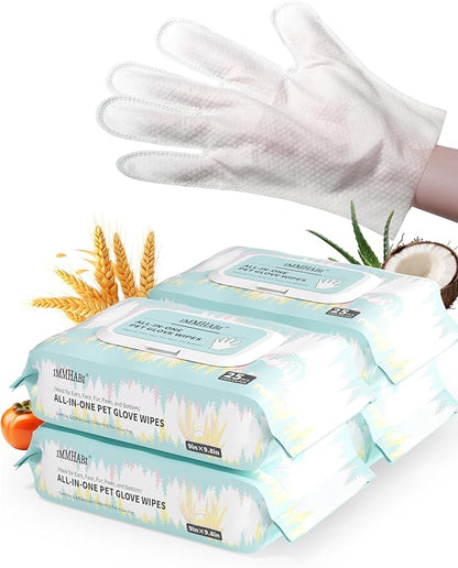 IMMHABI 100 PCS Pet Glove Wipes for Paws and Butt Large Puppy Wipes for Dogs Face and Body Dog Wipes Cleaning Deodorizing Cat Wipes Cleaning Fur and Butt Doggie Wipes Doggy Wipes Bum Dog Ear Wipes
