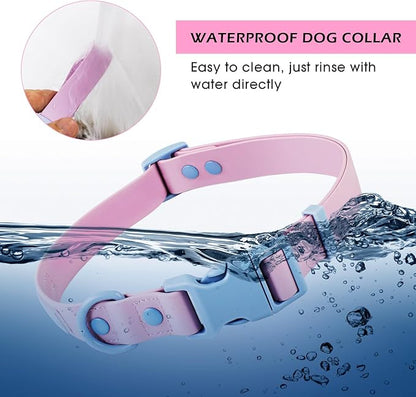 Wolfone Waterproof Dog Collar with Quick Release Buckle， Cute Adjustable Collar for Dogs Comfort Sturdy Durable Odor Proof Easy Care（Sweet Lilac 37.5-55cm）
