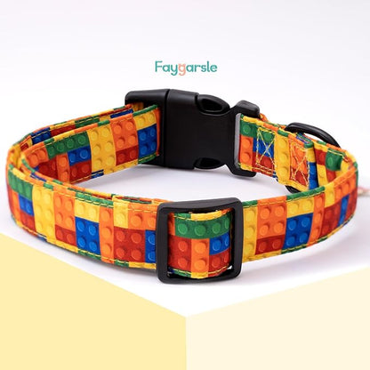 Faygarsle Dog Collar for Small Medium Large Dogs Colorful Puppy Collars for Female Dogs Toy Building Blocks Patterned Pet Collars for Summer Spring Wedding Puppy Girl Dog Collar M