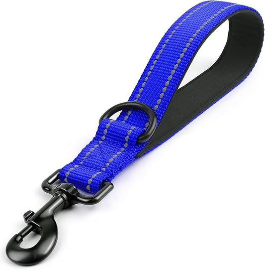 Joytale Strong Short Dog Leash 1FT, 1.2 Inch Wide, Heavy Duty, Padded Handle for Traffic Control, Reflective Leash for Medium and Large Dogs Walking Training, Royal Blue