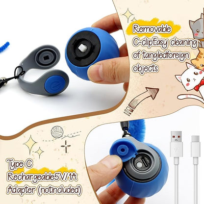 CONAMEI 1PCS Interactive Cat Toys Ball,Newly Upgraded Speedy Tail Cat Toy with USB Charging,Automatic Smart Interactive Cat Toys for Indoor Cats with 4 Tails-Blue