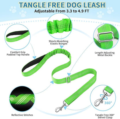 Lukovee No Pull Dog Harness and Leash Set, Soft Padded Small Dog Harness, Neck & Chest Adjustable Reflective Vest Puppy Harness with 4ft Lightweight Anti-Twist Dog Leash for Small Dogs (XXS, Green)