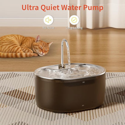 Cat Water Fountain, 3.2L Automatic Cat Fountains for Drinking with Faucet Design, Super Silent Pet Drinking Dispenser with Water Level for Cats, Dogs, Multiple Pets (Black, 3.2L)