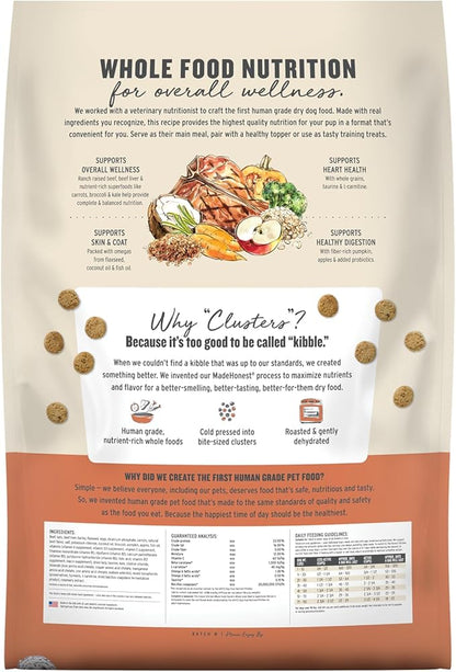 The Honest Kitchen Human Grade Whole Food Clusters Dry Dog Food - Whole Grain Beef & Oats, 20 Pound Bag