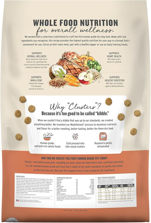 The Honest Kitchen Human Grade Whole Food Clusters Dry Dog Food - Whole Grain Beef & Oats, 20 Pound Bag