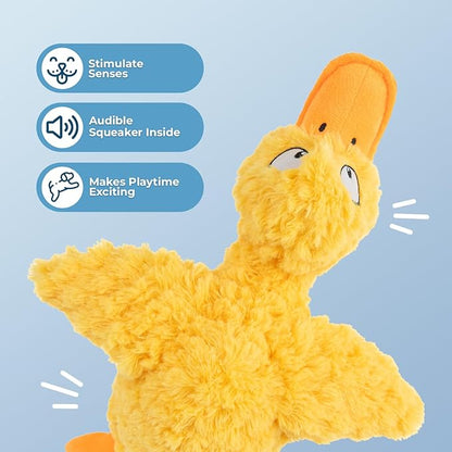 Best Pet Supplies Interactive Squeaky Dog Chew Toy, Ideal Dog Toys for Chewers, Small, Medium & Large Dogs, and Fetch Lovers - Ducky Doodle (Yellow), Small