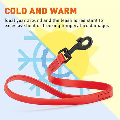 Dogline Biothane Waterproof Dog Leash Strong Coated Nylon Webbing with Black Hardware Odor-Proof Easy to Clean High Performance for Small or Large Dogs Made in USA 2 ft Lead, Cherry Red