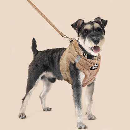 PUPTECK Adjustable Dog Harness Collar and Leash Set Step in No Pull Pet Harness for Small Medium Dogs Puppy and Cats Outdoor Walking Running, Soft Mesh Padded Reflective Vest Harnesses, Khaki M