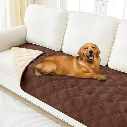 Smiry Waterproof Dog Bed Cover Blanket 40x80, Soft Reversible Pet Blanket, Washable Leakproof Cats Dogs Couch Cover for Sofa, Couch, Furniture, Lattice, Brown/Beige