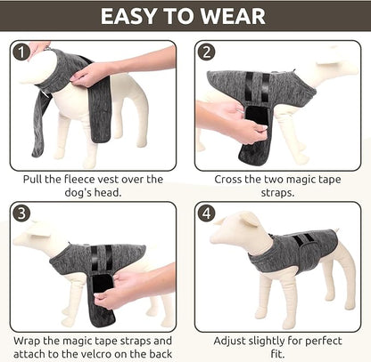 Queenmore XXS Dog Sweaters, Soft Fleece Vest Pullover Dog Jacket with Leash Hole, Warm Winter Dogs Clothes Cold Weather Doggy Dachshund Sweater for Small Dogs Cats Boy or Girl (Cationic Gray, XXS)