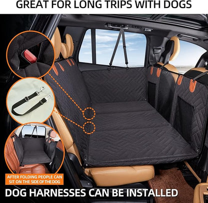 YJGF Back Seat Extender,Dog Seat Cover for Back Seat,Hard Bottom Car Seat Cover for Dogs,Dog Hammock for Car,Back Seat Pet Cover for Dogs(Black,for Car/SUV/Small Truck)