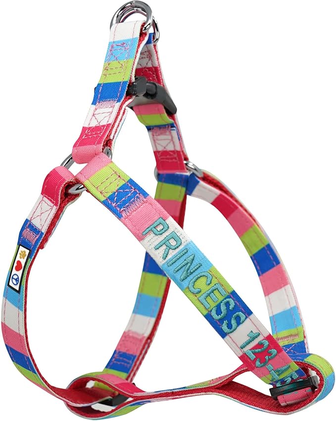 Pawtitas Personalized Dog & Puppy Harness Small Pink/Blue/Teal/Green Custom ID Tag Adjustable No Pull Vest