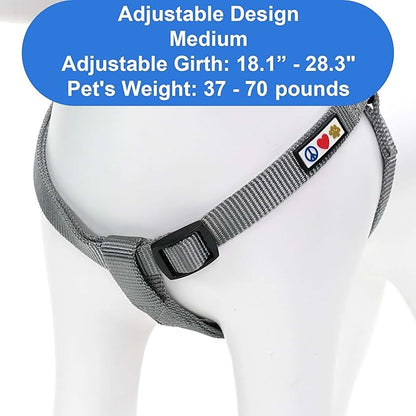 Pawtitas Solid Step-in Dog Harness – Adjustable No-Pull Vest for Puppies to Seniors, Safe & Comfortable M Grey