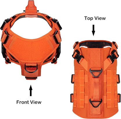 ICEFANG GN3 Tactical Dog Harness with 6X Buckle,Dog Molle Vest with Handle,3/4 Body, Hook and Loop Panel for ID Patch,No Pulling Front Clip (XL (Neck 19"-29"; Chest 31"-40"), Safety Orange)