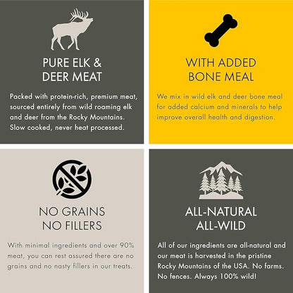 MOUNTAIN WILD Training Treats for Dogs & Puppies – Elk & Venison Protein Puppy & Dog Treat – High Value, All-Natural, No Fillers, Grain-Free, No Artificial Preservatives – 4oz, 1 Bag