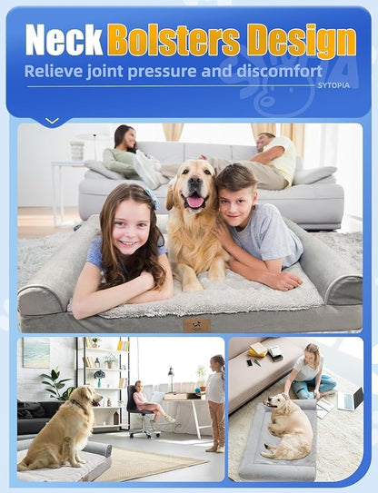 Sytopia Chew Proof Dog Beds for Large Dogs Washable Orthopedic, Indestructible Dog Bed 42 Inch Extra Large with Removable Cover and Anti-Slip Bottom - XL