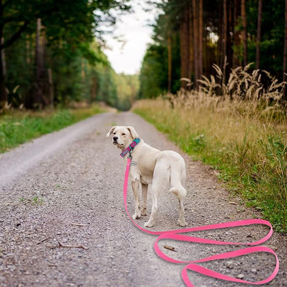 Wolfone 20ft Pink Long Leash - Waterproof Training Dog Leash for Recall, Swimming, Camping, Beach, Hunting, Walking
