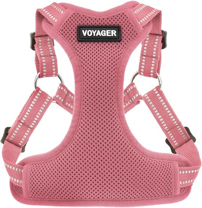 Best Pet Supplies Voyager Adjustable Step-in Flex Breathable Mesh Dog Harness for Small Medium Large Dogs (Pink), L