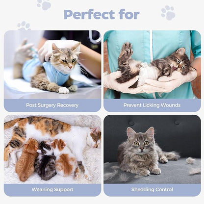 Avont Cat Recovery Suit Post-Surgery Onesie, Breathable Cone-of-Shame Alternative Bodysuit for Spayed Female Kittens, Skin Abdonminal Wound Care -RosepinkM