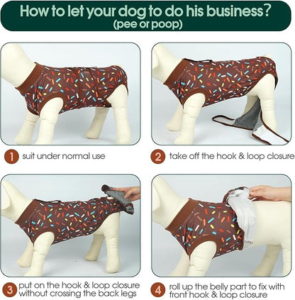 Kuoser Dog Recovery Suit for Post-Surgery Care, Spay Neuter Bodysuit for Female & Male Dogs, Anti-Licking Surgical Onesie, Snug Fit for Abdominal Wound Protection & Skin Healing, Brown XS