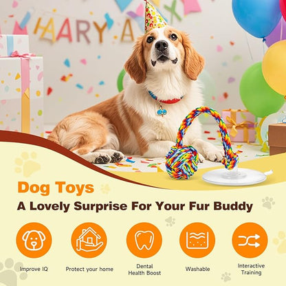 Duocharm Interactive Suction Cup Tug Dog Toy for Small to Medium Dogs,Cotton Tug Rope,Puppy Teething Toy,Indestructible Chew Toy for Aggressive Chewers,Puzzle Enrichment Toy to Keep Dogs Busy,Red-Blue