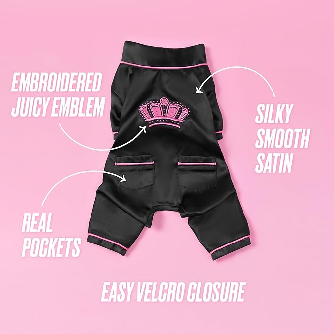 Juicy Couture Silky Satin Pajamas for Dogs and Cats - Black - Extra Small/Small Pet PJs