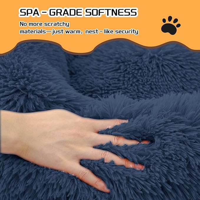 Comfort Donut Dog Bed for Small Dogs, Cat Bed & Pet Bed for Indoor Use, Medium Size with Soft Plush, Round Dog Beds for Large Dogs and Cats (Gray, 32''Lx32''Wx8''Th)