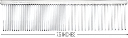 Chris Christensen 005 7.5 inch Fine/Coarse Long Tooth Greyhound-Style Butter Comb, Groom Like a Professional, Rounded Corners Prevent Friction and Breakage, Solid Brass Spin with Steel Teeth, Chrome