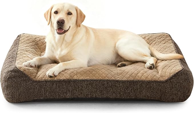JOEJOY XL Orthopedic Dog Beds Large Sized Dog, Extra Thick Supportive Big Dogs Couch Bed with Sides, Ultra Soft Pet Bed Sofa for Large Dogs, Brown, 42''x30''