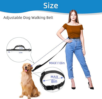 Hands Free Dog Leash Pet Supplies Waist Leash for Walking, 9ft Adjustable Waist Belt Training Leashes Heavy Duty Crossbody Dog Running Biking Hiking for Small Medium Large Dogs(Black)