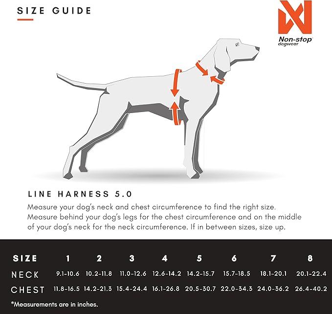 Non-stop dogwear Line Harness 5.0, Padded Dog Harness for Medium Dogs, Made for Hiking, Sport and Everyday Active Life with 3 Leash Clips, Reflectors and Ergonomic Fit, Orange, Size 4