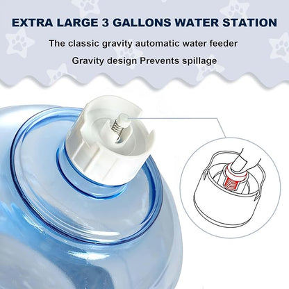 PupGleam Water Dispenser Station for Large Dogs and Cats, 3 Gallon Large Capacity Gravity Automatic Water Feeder, Indoor Outdoor Dog Drinking Fountain, Dog Water Bowl for Multiple Pets, BPA Free