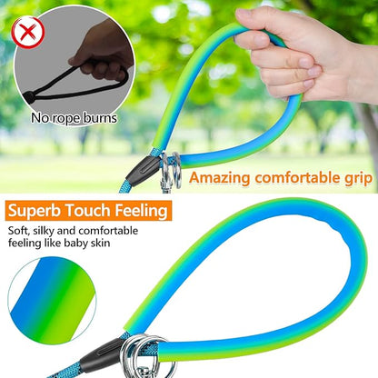 NTR Dog Rope Leash, 15FT Puppy Recall Training Lead, with 2 Swivel Hooks, Reflective Threads and Comfortable Handle, Puppy Leash for Walking, Hunting, Camping, Backyard for Small Medium and Large Dogs