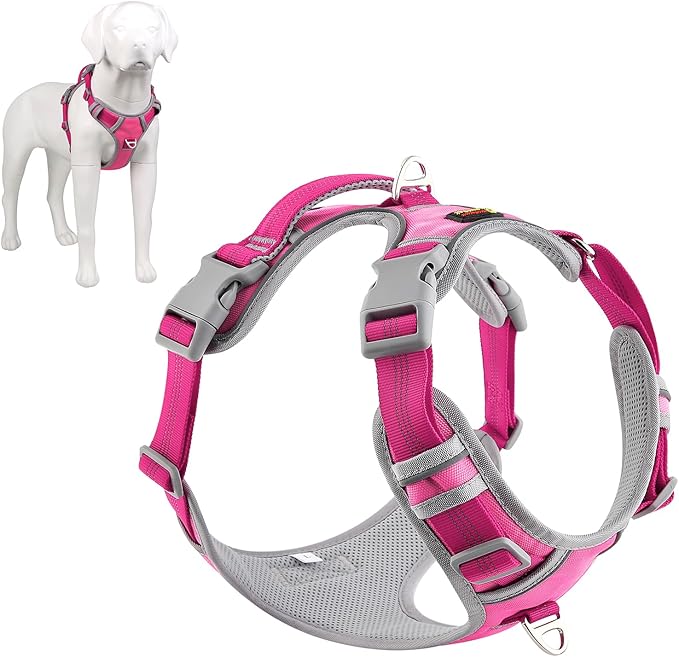 Plutus Pet No Pull Dog Harness, Release at Neck, Reflective Adjustable Dog Vest Harness, Easy Control Handle for Walking, for Small Medium Large Dogs, Hot Pink, S