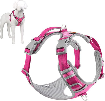 Plutus Pet No Pull Dog Harness, Release at Neck, Reflective Adjustable Dog Vest Harness, Easy Control Handle for Walking, for Small Medium Large Dogs, Hot Pink, S
