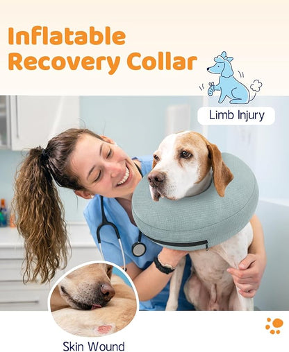 Supet Inflatable Dog Cone Collar for After Surgery Donut, Soft Dog Cones for Small Medium Large Dogs Pets, E Collar Pet Neck Donut Collar Alternative After Surgery