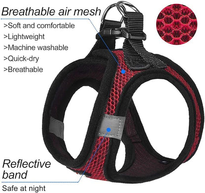 matilor Dog Harness Step-in Breathable Puppy Cat Dog Vest Harnesses for Small Medium Dogs Red