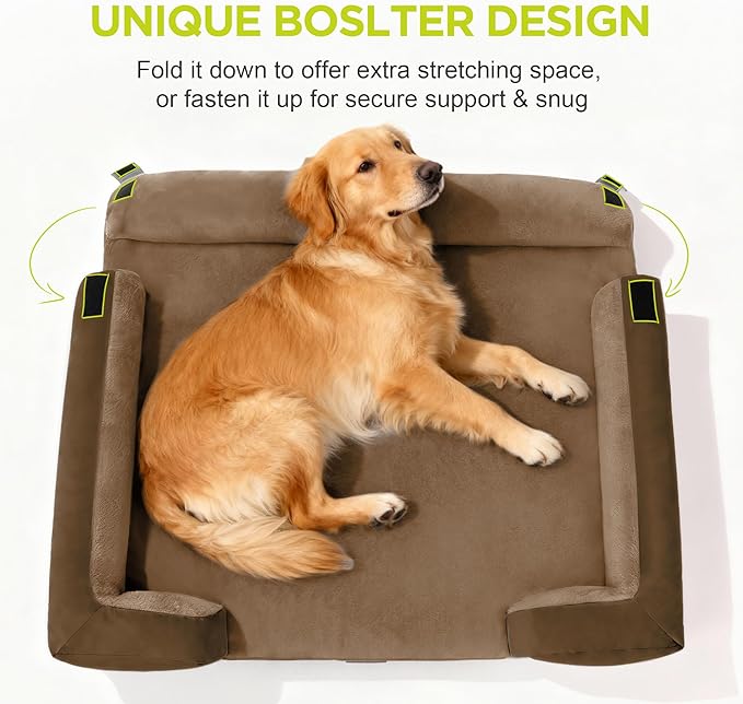 Orthopedic Dog Beds for Large Medium Dogs, Big Waterproof Memory Foam Pet Couch Bed with Removable Washable Cover, Tennis Ball Toy, 36x27