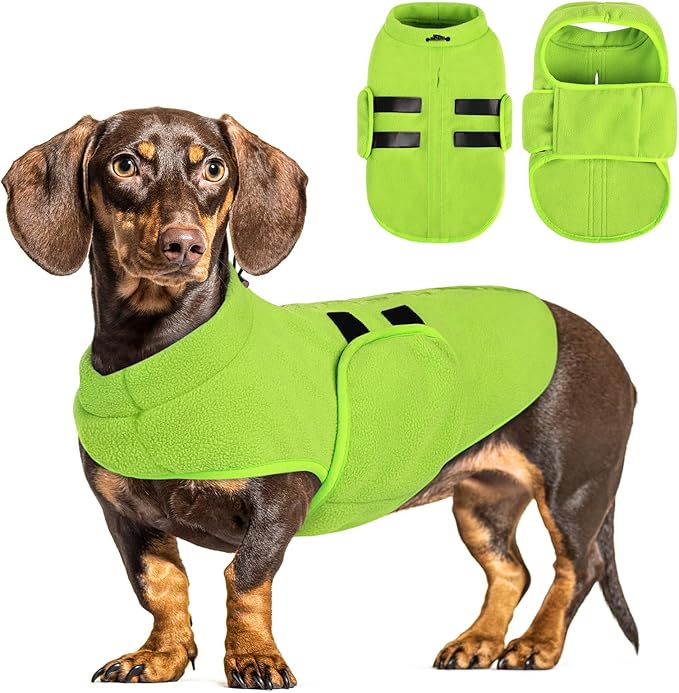 Queenmore XXL Dog Sweater, Soft Fleece Vest Pullover Dog Jacket with Leash Hole, Warm Winter Dog Clothes Cold Weather Doggy Dachshund Sweaters for Large Dogs Cats Boy or Girl (Green, XXL)