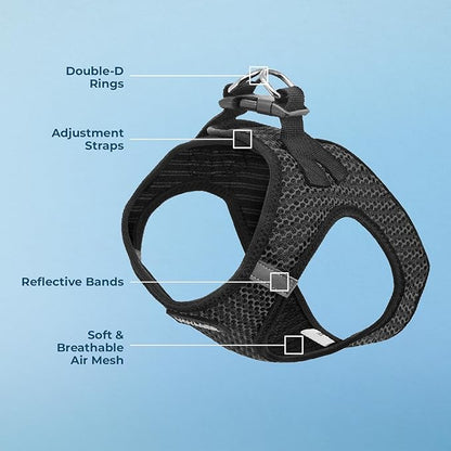 Best Pet Supplies Voyager Step-in Air Harness - All Weather Mesh, Reflective, No Pull Harness for Dogs, Cats - Secure with Hook & Loop Fastener, Buckle, Double D-Rings - Gray 2-Tone, L