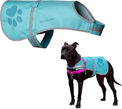 SafetyPUP XD Dog Reflective Vest – Hi-Vis Fluorescent Visibility That Helps to Safeguard Your Pet On/Off Leash in Urban & Rural Areas (Teal, Small)