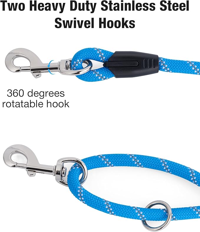 Long Dog Leash for Dog Training 20FT, Heavy Duty Dog Lead for Large Medium Small Dogs Outside Walking, Playing, Camping, or Yard, Blue