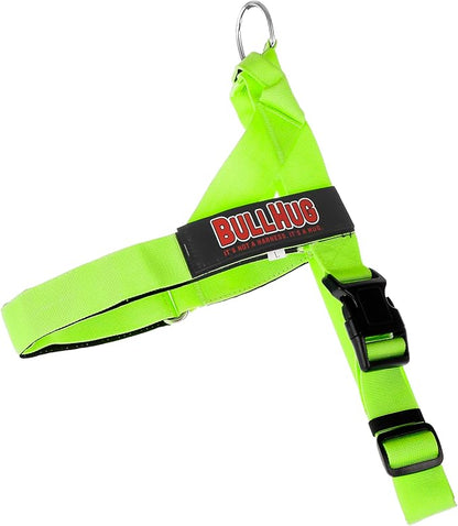 BULLHUG Adjustable Dog Harness– No Pull, No Choke – for English Bulldogs, French Bulldogs, Pugs & Broad-Chested Breeds – Easy, Safe Walks (NEON Green, Small)
