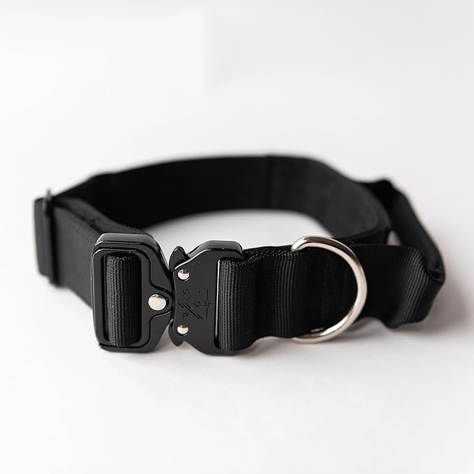 Operation Good Boy Tactical Dog Collar – Durable Military-Grade Nylon with Quick Release Buckle & Training Handle – Adjustable for Medium and Large Dogs (Black)