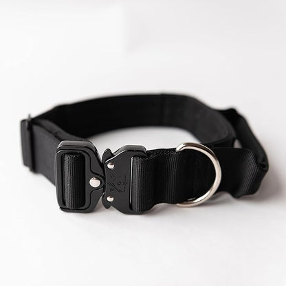 Operation Good Boy Tactical Dog Collar – Durable Military-Grade Nylon with Quick Release Buckle & Training Handle – Adjustable for Medium and Large Dogs (Black)