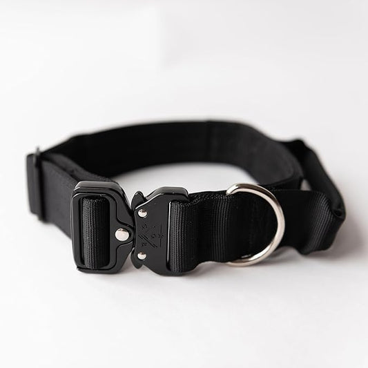 Operation Good Boy Tactical Dog Collar – Durable Military-Grade Nylon with Quick Release Buckle & Training Handle – Adjustable for Medium and Large Dogs (Black)