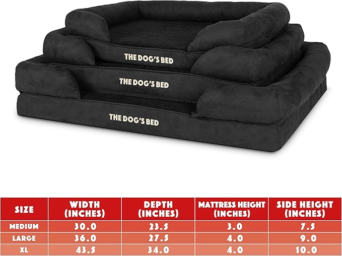 The Dog’s Bed, Medium Black Faux PL, Memory Foam, Pain Relief: Arthritis, Hip & Elbow Dysplasia, Post Surgery, Lameness, Supportive, Calming, Washable Cover, Veterinary Approved