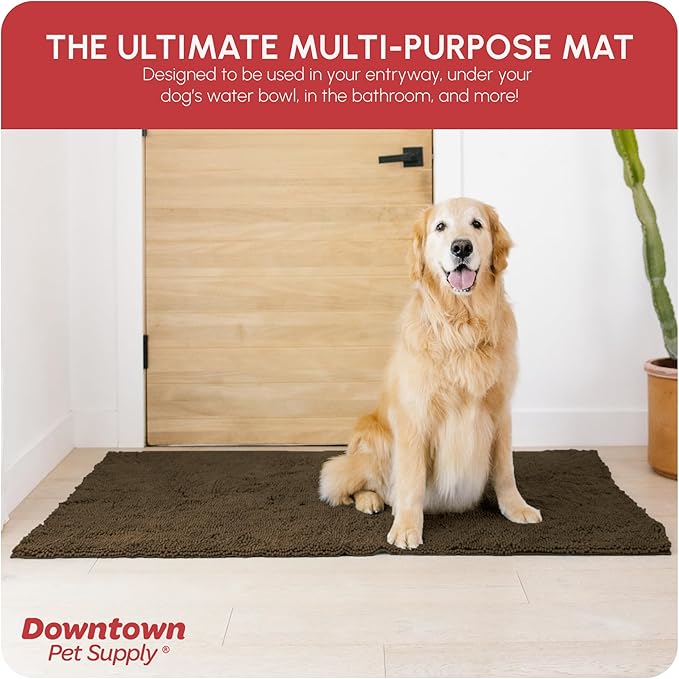 My Doggy Place Dog Mud Mat, 60" x 36" Brown – Thick Microfiber Entry Rug for Snow, Mud & Salt – Absorbent, Quick-Dry, Washer-Safe & Non-Slip, X-Large
