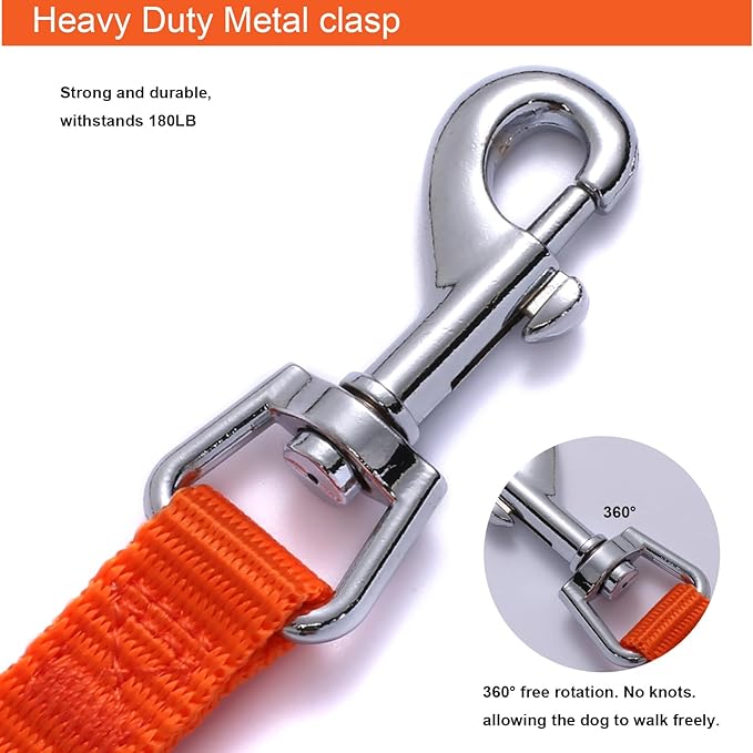 6 FT Puppy Leashes, Strong Traditional Style Leash with Easy to Use Collar Hook,Dog Lead Great for Small and Medium and Large Dog (Orange, 5/8 in x 6 ft)
