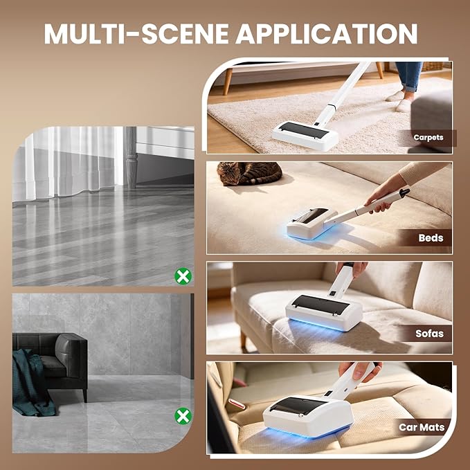 Pet Hair Remover Carpet, Rechargeable Carpet Roller, Long Handle Dog Cat Electric Hair Removal Tool for Rugs Mats